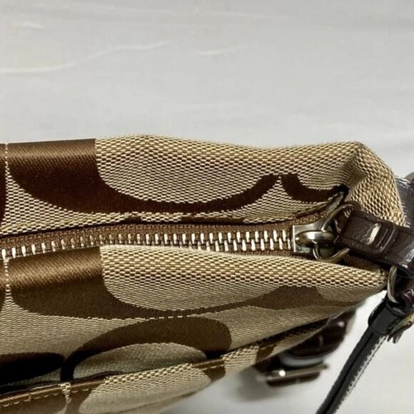 Coach Signature Stripe Crossbody Shoulder Bag F19220 Brown/Tan Classic Jaquard - Picture 11 of 15